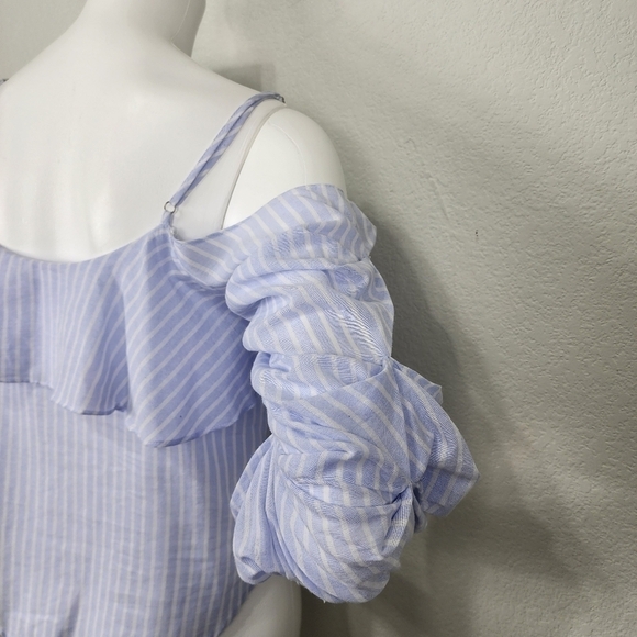 Astr The Label Blue Striped Boho Crop Top Size S - Picture 4 of 10